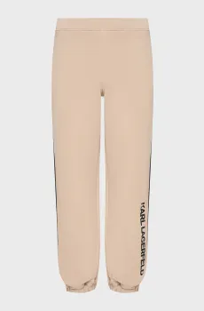 Женские бежевые спортивные брюки LOGO PIPING SWEATPANTS Бежевый L Karl Lagerfeld A2W10149
