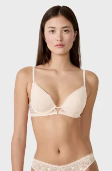 Женский пудровый бюстгальтер пуш-ап глубокое декольте AURA Розовый 70C Etam 6554810