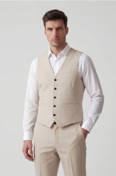 Reserved - Костюмний жилет у клітинку - бежевий - 032IZ-80P