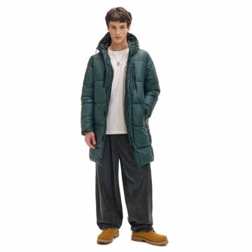Cropp - Стьобане пальто з капюшоном - темно-зелений Cropp - Стьобане пальто з капюшоном - темно-зелений