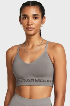 Женский серый топ UA Seamless Low Long Bra Серый XL Under Armour 1357719-294