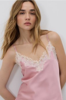 Reserved - Топ із мереживним оздобленням - рожевий - 263JU-38X