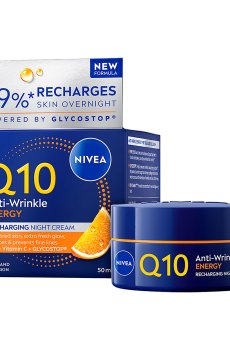 Ночной крем для лица NIVEA Q10 Energy Восстановление сияния, против морщин, 50 мл