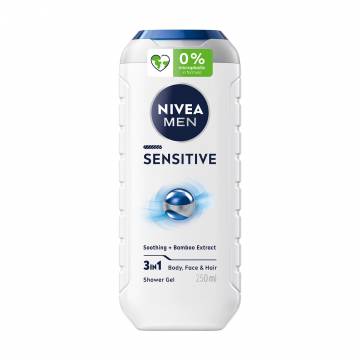 Мужской гель для душа 3 в 1 для тела, лица и волос NIVEA MEN Sensitive 3 In 1 Shower Gel, 250 мл Мужской гель для душа 3 в 1 для тела, лица и волос NIVEA MEN Sensitive 3 In 1 Shower Gel, 250 мл