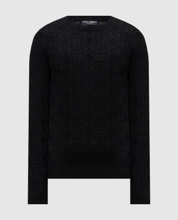 Черный джемпер с шерстью и шелком в логотип шаблон