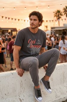 Бавовняна футболка з написом Cool Terrier - steel blue