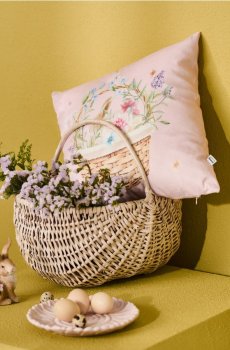 Великодня наволочка з зайчиком - пастельний рожевий