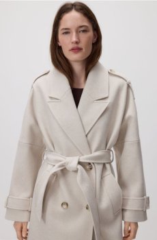 Reserved - Двобортне пальто з поясом - нюдовий - 475IA-02X