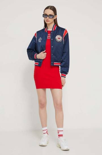 Платье Tommy Jeans Archive Games цвет красный mini облегающее Платье Tommy Jeans Archive Games цвет красный mini облегающее