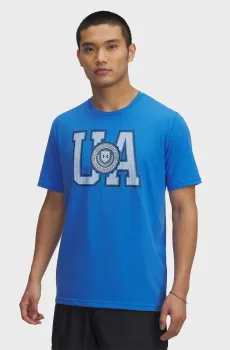 Мужская синяя футболка UA COLLEGE CREST LOGO SS Синий S Under Armour 6005611-402