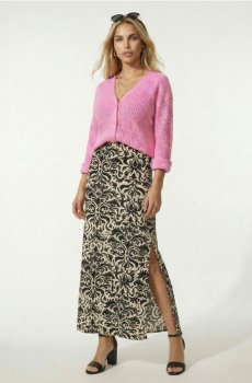 Віскозна міді спідниця з боковими розрізами - нюдовий