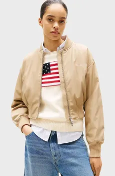 Женский бежевый бомбер NYLON REG CROPPED Бежевый S Tommy Hilfiger WW0WW45634