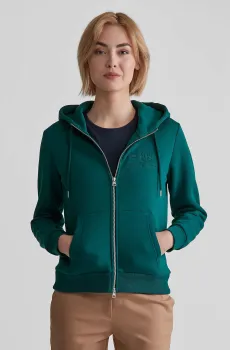 Женское зеленое худи REG TONAL SHIELD ZIP Зеленый XS Gant 4200671