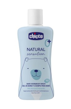 Детский гель-шампунь Chicco Natural Sensation Baby Hair & Body Wash с алоэ вера и ромашкой, 200 мл