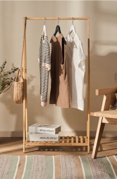 Бамбукова підлогова вішалка для одягу - бежевий