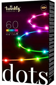 ​Гірлянда Smart LED Twinkly Dots Lights RGB 60 IP20 3м кабель прозорий без БЖ (TWD060STP-T)