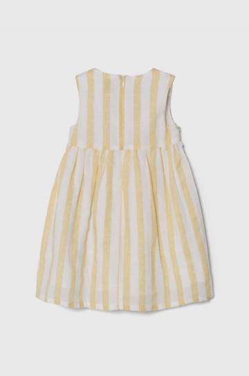Детское платье с примесью льна Guess цвет жёлтый mini расклешённая Детское платье с примесью льна Guess цвет жёлтый mini расклешённая