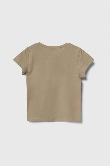 Детская хлопковая футболка United Colors of Benetton цвет зелёный Детская хлопковая футболка United Colors of Benetton цвет зелёный