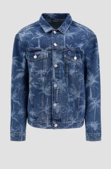 Женская синяя джинсовая куртка с узором Синий S Guess W3GN77.D4ZR3;STYI