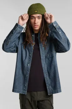 Мужская темно-синяя джинсовая рубашка 1-pocket Regular Denim Синий S G-Star RAW D24764,D539