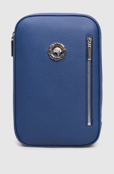 Синяя кожаная сумка-слинг с эмблемой