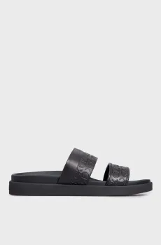 Женские черные кожаные слайдеры с узором ERGO SLIDE - HF MONO Черный 37 Calvin Klein HW0HW01535