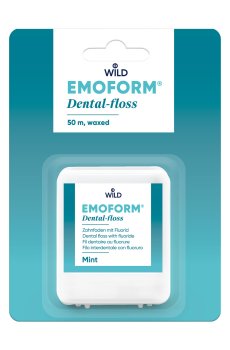 Зубная нить Dr. Wild Emoform вощеная, с фторидом натрия и мятой, 50 м