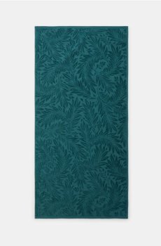 Бавовняний рушник із рослинним візерунком - синьо-зелений