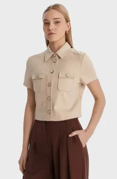 Женская бежевая рубашка Бежевый S Guess W6RH83.KCMU2;G1FG