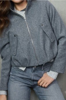 Бомбер із зібраним низом - темно-сірий
