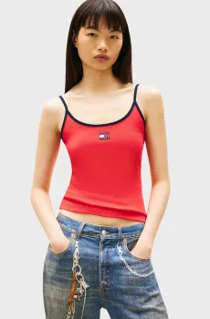 Женский красный топ BADGE Красный XS Tommy Jeans DW0DW22261