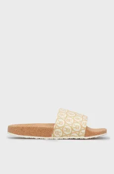 Женские слайдеры с узором TH EMBLEM CORK SLIDE Разноцветный 36 Tommy Hilfiger FW0FW07848