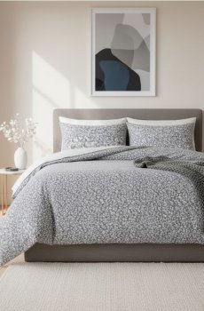 Комплект постільної білизни з квітами - темно-сірий