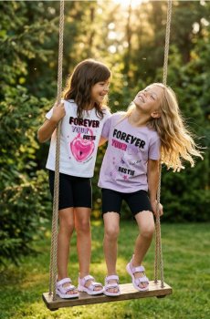 Бавовняні футболки з написом 2 pack Forever Your Bestie - різнобарвний