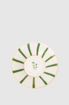 Белое фарфоровое блюдце для чашки кофе Striche Verdi e Oro