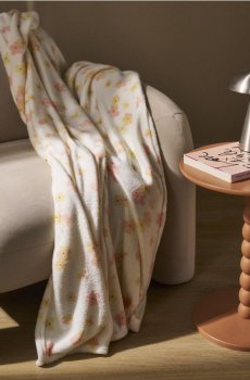 Плед із квітами - білий