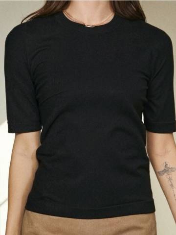 Вязана блузка з короткими рукавами - чорний Вязана блузка з короткими рукавами - чорний