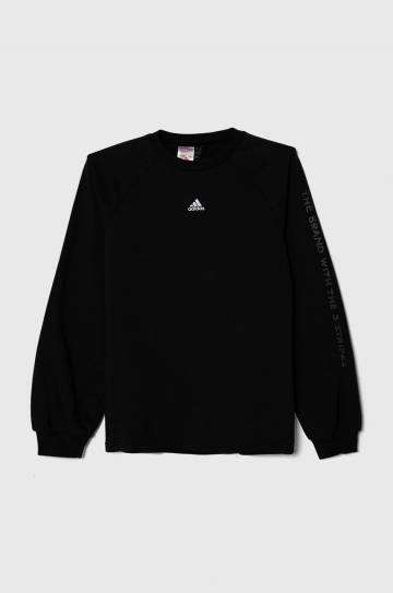 Детская кофта adidas JGAM CREW цвет чёрный с принтом IV7045 Детская кофта adidas JGAM CREW цвет чёрный с принтом IV7045