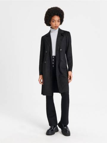 Пальто з зав’язуваним поясом - чорний