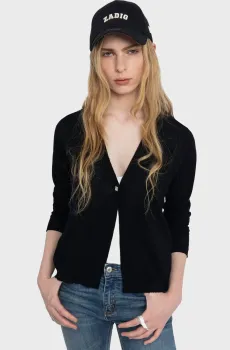 Женский черный кашемировый кардиган Manylla Черный M ZADIG&VOLTAIRE KWCA01632_BLACK