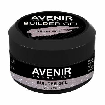 Гель для наращивания ногтей Avenir Cosmetics Pro Glitter 03, 15 мл Гель для наращивания ногтей Avenir Cosmetics Pro Glitter 03, 15 мл