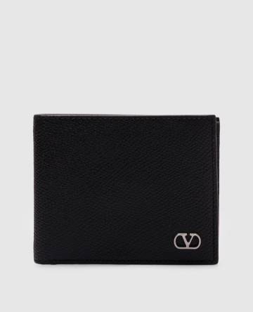 Черный кожаный портмоне с логотипом