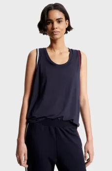 Женская темно-синяя майка RELAXED SPLIT TAPE OPEN-NK TANK Синий XS Tommy Hilfiger S10S101714