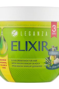 Крем-маска эликсир для волос Leganza Elixir с коллагеном и оливковым маслом, 1 л (без дозатора)