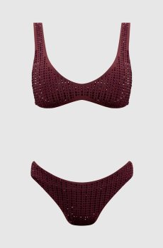Бордовый купальник Malibu с кристаллами