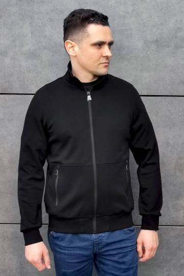 Мужская черная хлопковая кофта на молнии SB-25290-black Мужская черная хлопковая кофта на молнии SB-25290-black