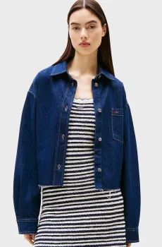 Женская темно-синяя джинсовая куртка CRP DENIM SHIRT JCKT BI9056 Синий S Tommy Jeans DW0DW20567