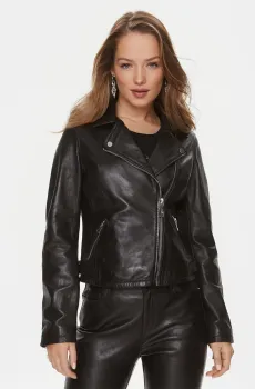 Женская черная кожаная косуха Черный XS Guess W3BL83.L0O00;JTMU