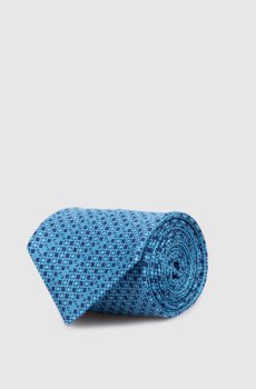 Голубой галстук из шелка в узор