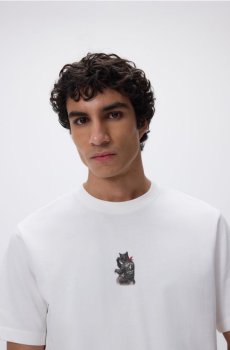 Reserved - Комфортна футболка з принтом - білий - 962HL-00X